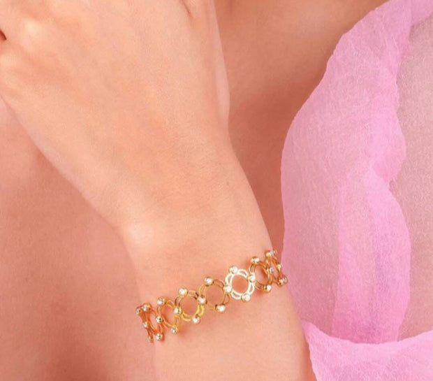 RINGLET-Gold Diamond Bracelet cum Ring – Adjustable & Elegant