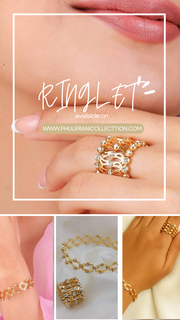RINGLET-Gold Diamond Bracelet cum Ring – Adjustable & Elegant