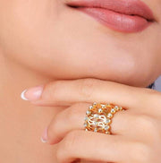 RINGLET-Gold Diamond Bracelet cum Ring – Adjustable & Elegant