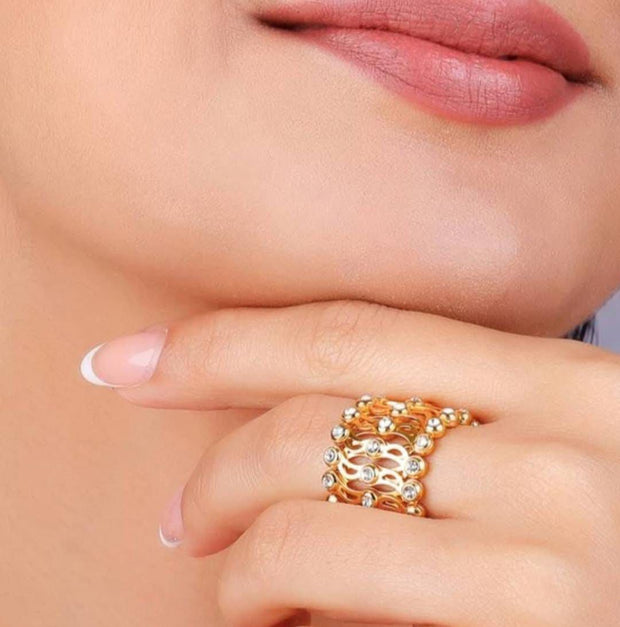 RINGLET-Gold Diamond Bracelet cum Ring – Adjustable & Elegant