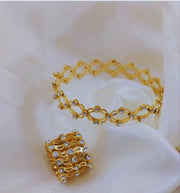 RINGLET-Gold Diamond Bracelet cum Ring – Adjustable & Elegant